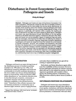 Disturbance in Forest Ecosvstems Caused Bv Pathogens and Insects