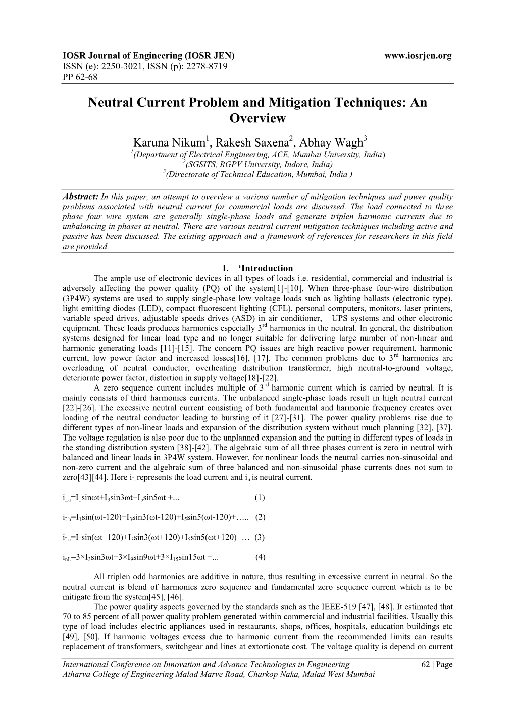 Neutral Current Problem and Mitigation Techniques: an Overview