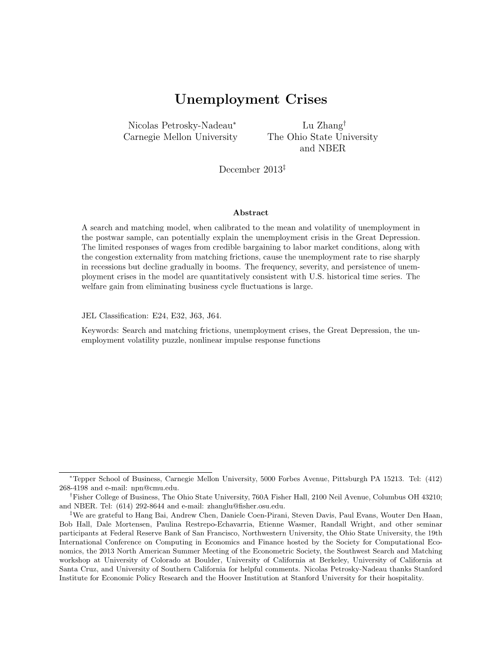 Unemployment Crises