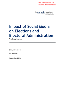 Impact of Social Media on Elections and Electoral Administration Submission