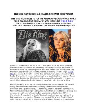 Elle King Headlining Dates November
