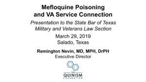 Mefloquine Poisoning and VA Service Connection