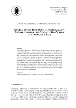 Double-Effect Reasoning in Paradise Lost: an Investigation Into Milton's God's Will in Humankind's Fall