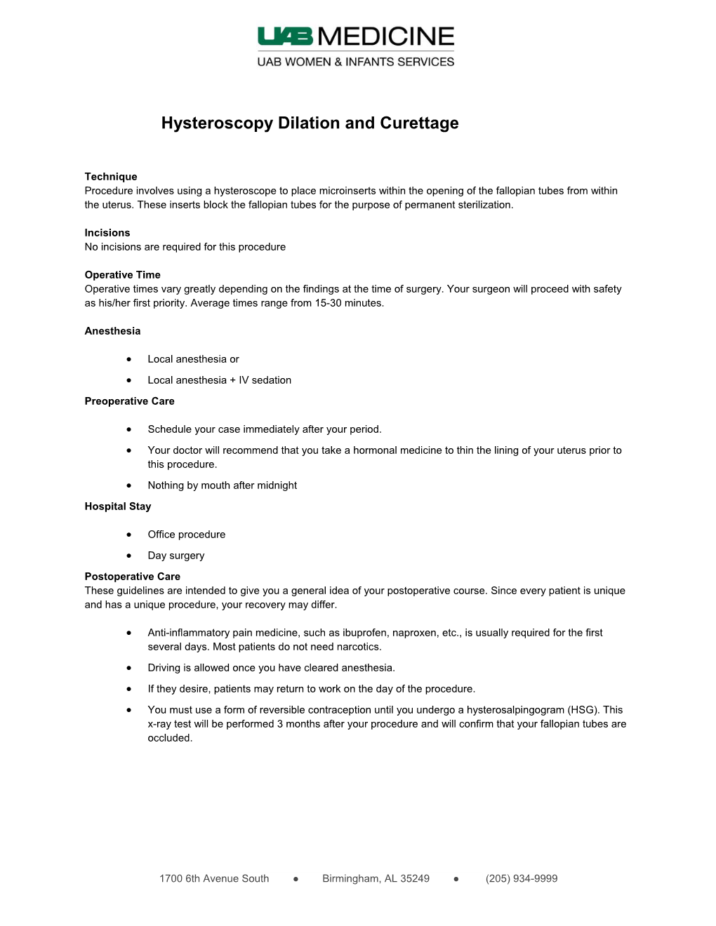 Hysteroscopy Dilation and Curettage