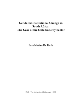 Gendered Institutional Change in South Africa: the Case of the State Security Sector