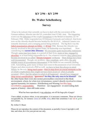 KV 2/94 – KV 2/99 Dr. Walter Schellenberg Survey