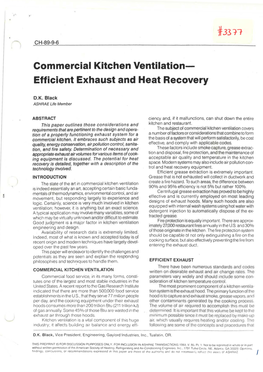 Commercial Kitchen Ventilation- Efficient Exhaust and Heat Recovery