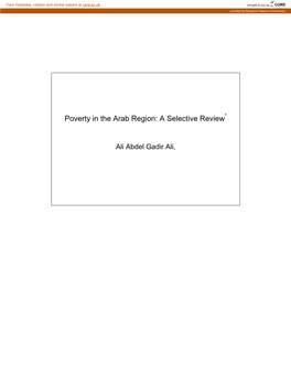 Poverty in the Arab Region: a Selective Review*