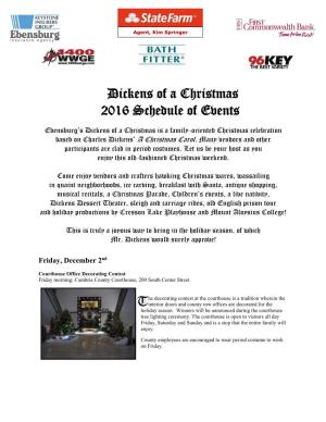 Dickens of a Christmas 2016 Schedule of Events