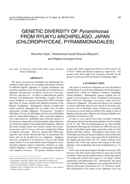 GENETIC DIVERSITY of Pyramimonas from RYUKYU ARCHIPELAGO, JAPAN (CHLOROPHYCEAE, PYRAMIMONADALES)