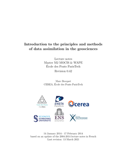 Introduction to the Principles and Methods of Data Assimilation in the Geosciences