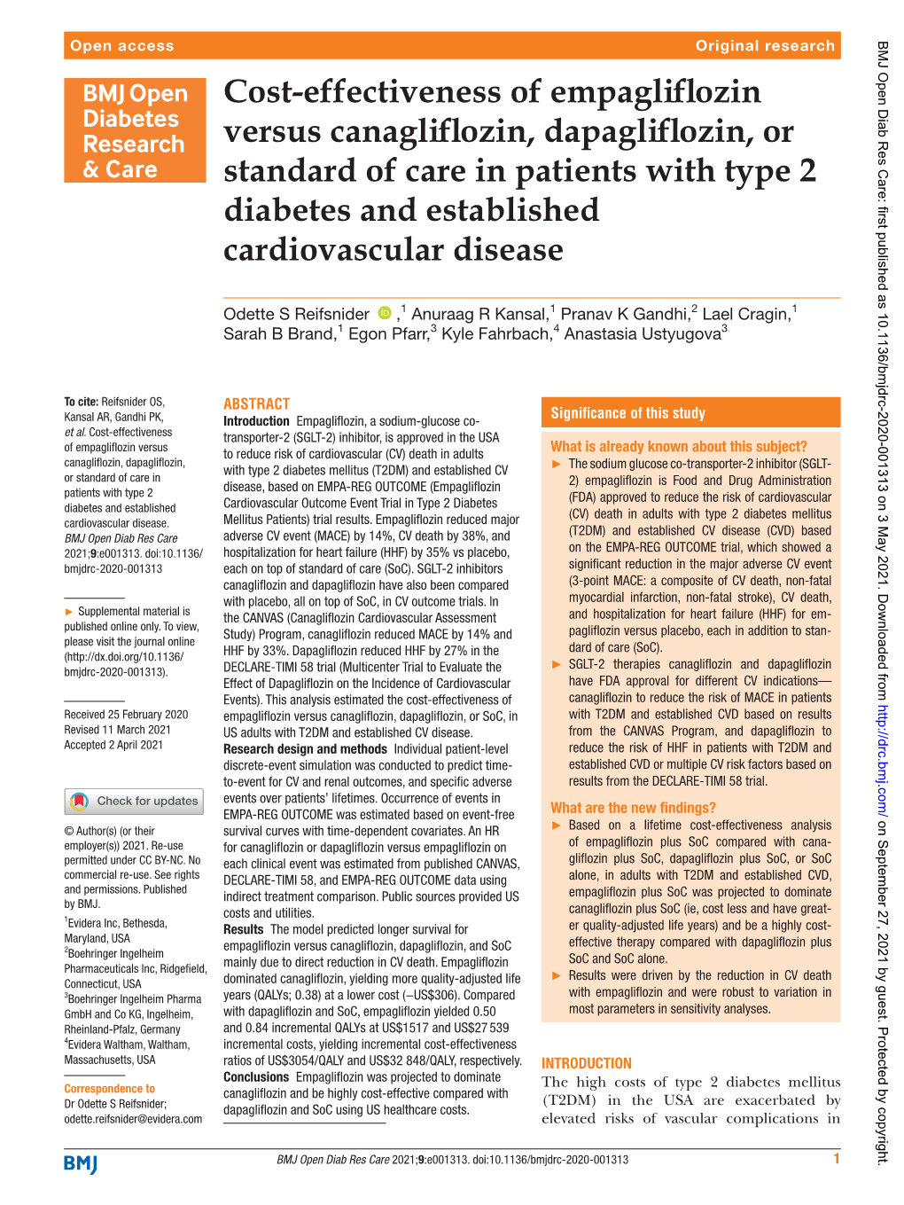 Cost-Effectiveness of Empagliflozin Versus Canagliflozin, Dapagliflozin