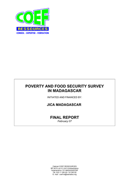 Poverty and Food Security Survey in Madagascar