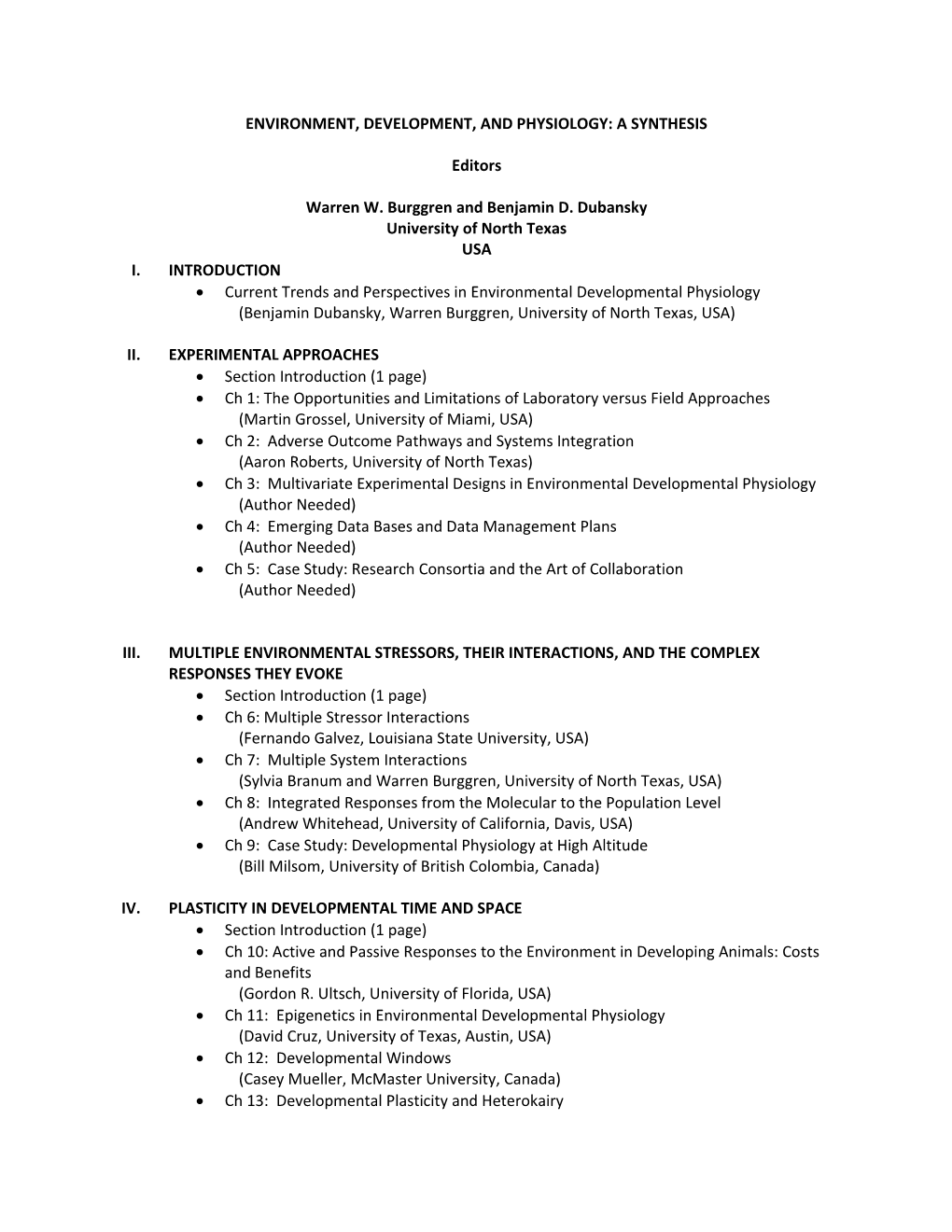 Environment, Development, and Physiology: a Synthesis s1