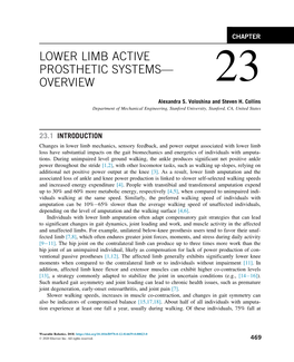 Chapter 23. Lower Limb Active Prosthetic Systems—Overview