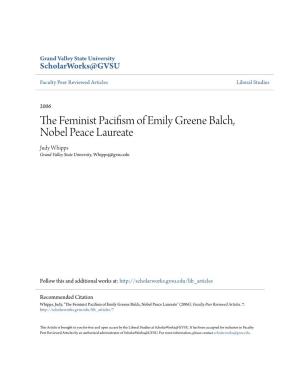The Feminist Pacifism of Emily Greene Balch, Nobel Peace Laureate