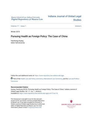 Pursuing Health As Foreign Policy: the Case of China