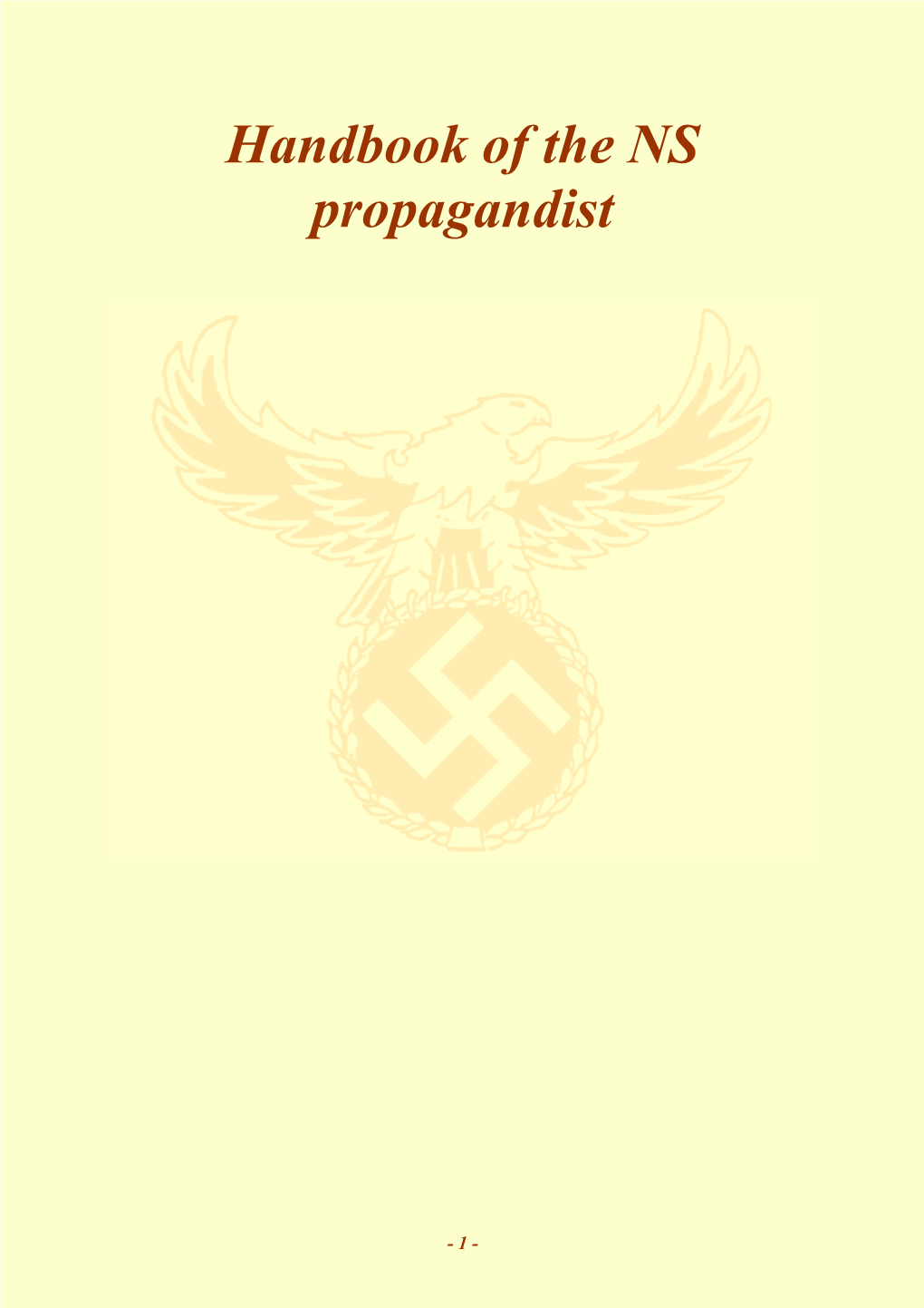 Handbook of the NS Propagandist