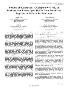 Pentaho and Jaspersoft: a Comparative Study of Business Intelligence Open Source Tools Processing Big Data to Evaluate Performances