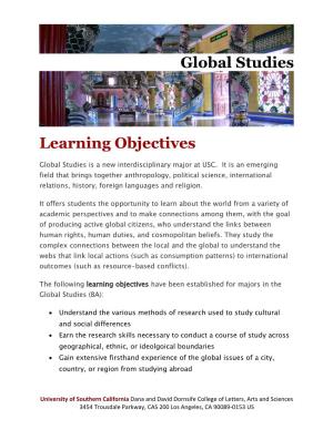 Global Studies Learning Objectives