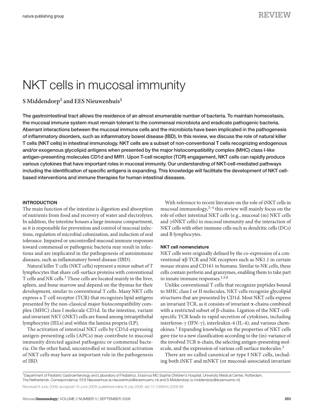 NKT Cells in Mucosal Immunity