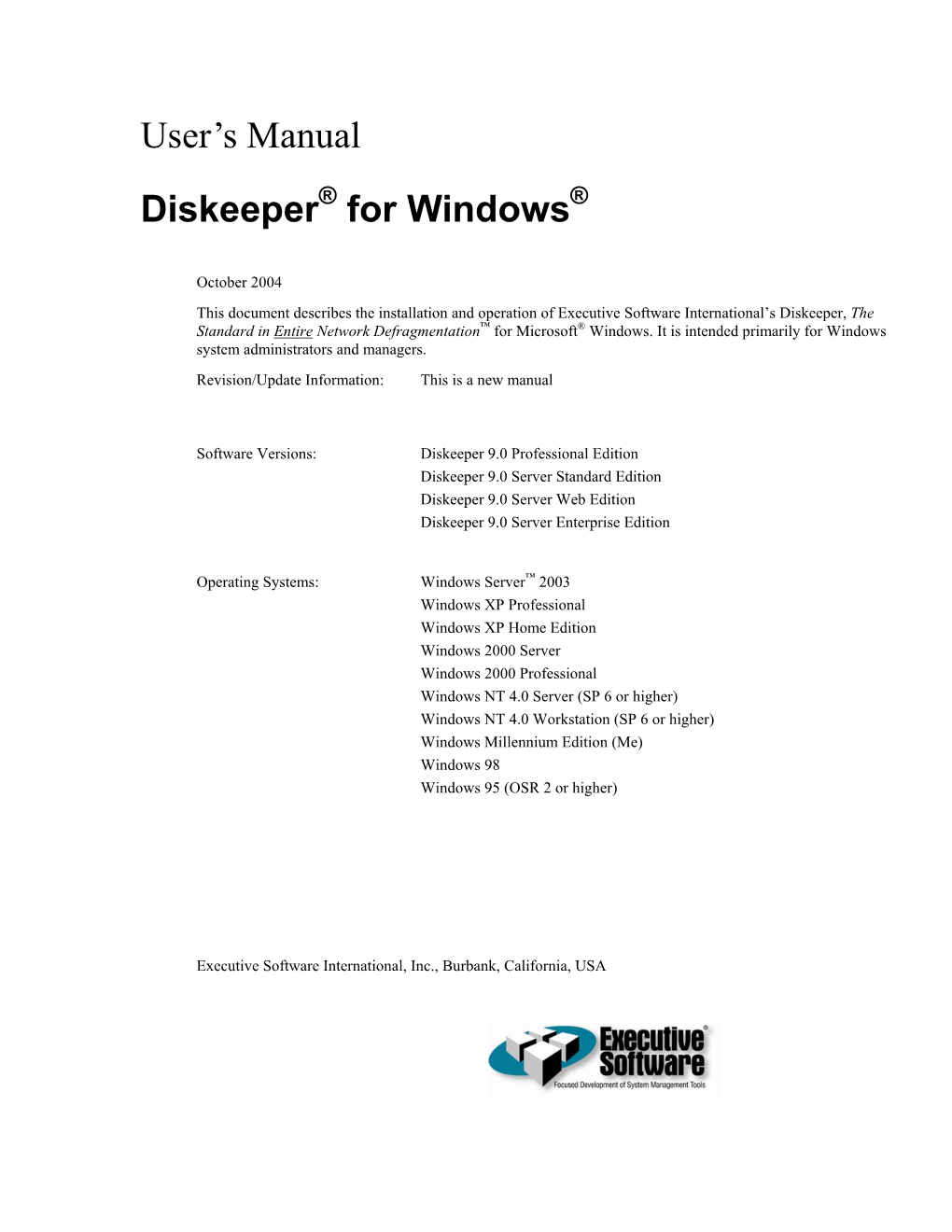 Diskeeper 9 User's Manual