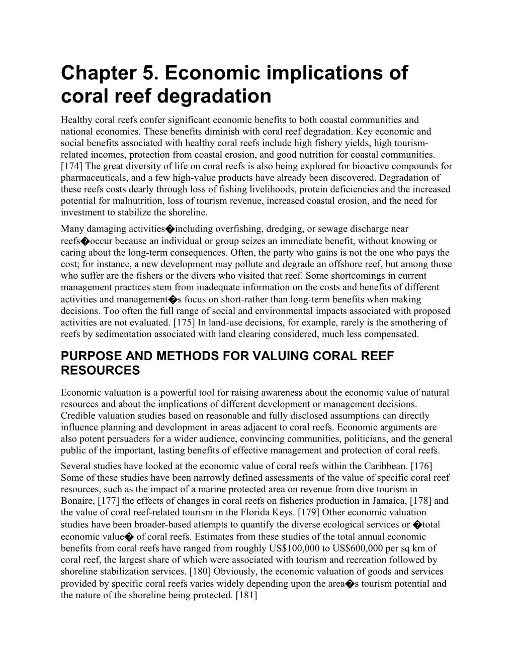 Chapter 5. Economic Implications of Coral Reef Degradation