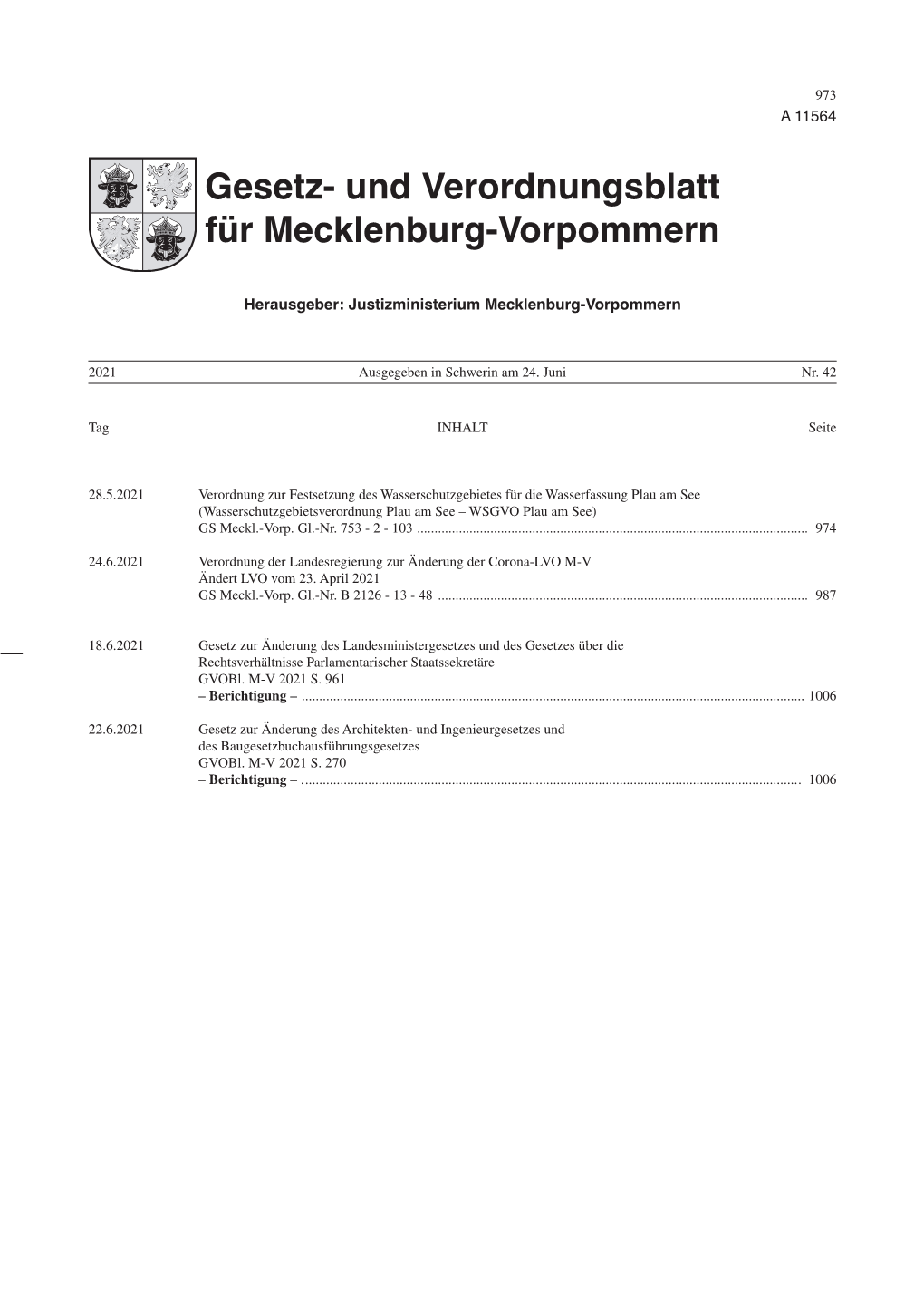 Zehnte Änderung Der Corona-Landesverordnung M-V