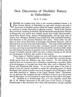 New Discoveries of Neolithic Pottery in Oxfordshire