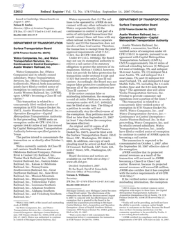 Federal Register/Vol. 72, No. 178/Friday, September 14, 2007