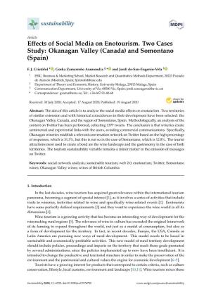 Effects of Social Media on Enotourism. Two Cases Study: Okanagan Valley (Canada) and Somontano (Spain)