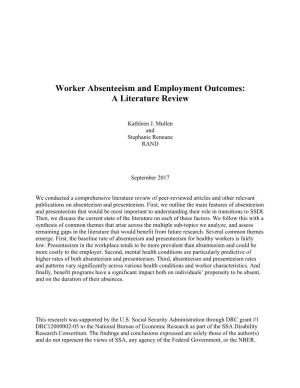 Worker Absenteeism and Employment Outcomes: a Literature Review