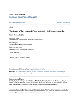 The State of Poverty and Food Insecurity in Maseru, Lesotho