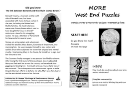 West End Puzzles Associated with Many Famous Names in the Past, Including the Delaval and Wordsearches-Crosswords-Quizzes-Interesting Facts Shafto Families