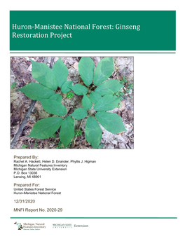 Huron-Manistee National Forest: Ginseng Restoration Project
