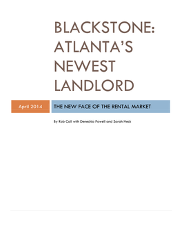 Blackstone: Atlanta's Newest Landlord