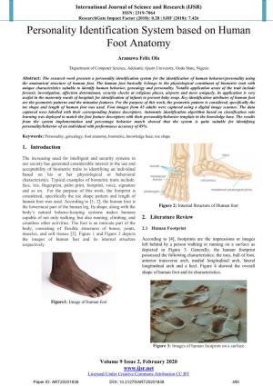 Personality Identification System Based on Human Foot Anatomy