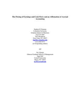 The Pricing of Earnings and Cash Flows and an Affirmation of Accrual Accounting