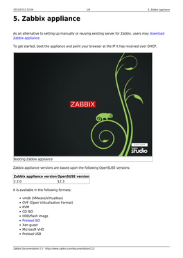 5. Zabbix Appliance 5