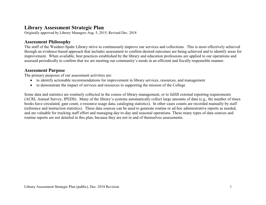 Library Assessment Strategic Plan (PDF)
