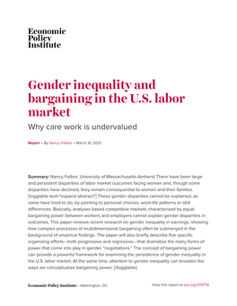 Gender Inequality and Bargaining in the US