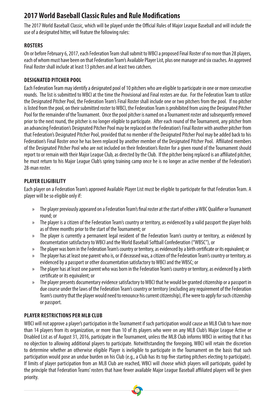 2017 World Baseball Classic Rules and Rule Modifications