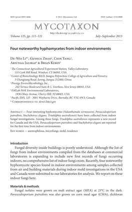 Four Noteworthy Hyphomycetes from Indoor Environments