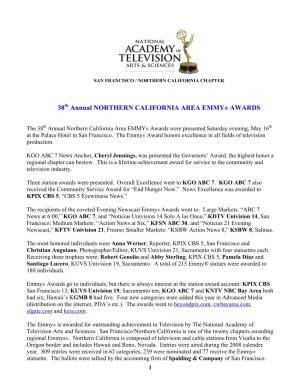 38 Annual NORTHERN CALIFORNIA AREA EMMY® AWARDS