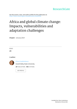 Africa and Global Climate Change: Impacts, Vulnerabilities and Adaptation Challenges