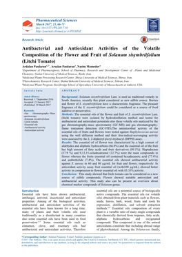 Antibacterial and Antioxidant Activities of the Volatile Composition of The