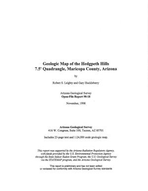 Geologic Map of the Hedgpeth Hills 7.5' Quadrangle, Maricopa County, Arizona