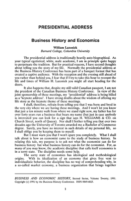 Business History and Economics