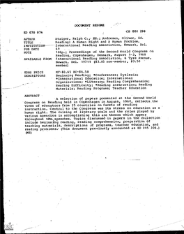 DOCUMENT RESUME CS 000 298 Reading