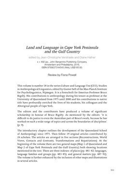 Land and Language in Cape York Peninsula and the Gulf